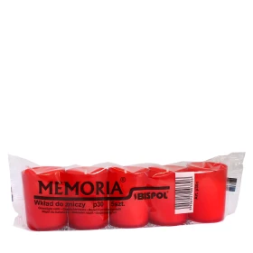 Wkłady do zniczy parafinowe 5 szt. Memoria czerwone p30c a'5 przedstawione na białym tle.