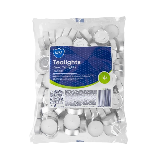 Podgrzewacze tealight 4h 100 szt. w folii p10-100 Aura