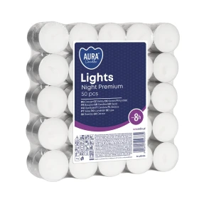 Podgrzewacze tealight 8h 50 szt. w stosie pf30-50s Aura do kominków i dekoracji.
