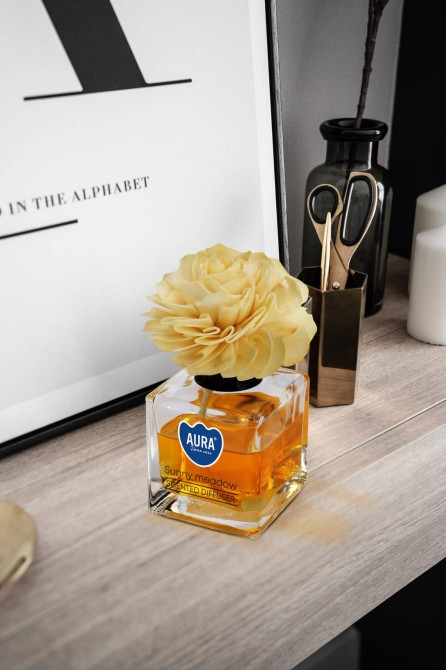 Dyfuzor zapachowy z kwiatem Słoneczna Łąka 80ml trwałość do 4 tygodni dz80k-274 Aura Home Care