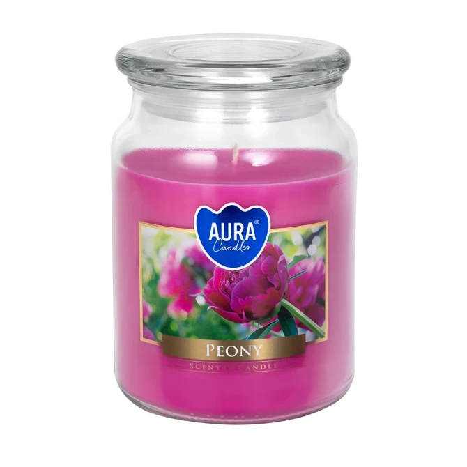 Duża świeca Piwonia w szkle z wieczkiem snd99-157 Aura