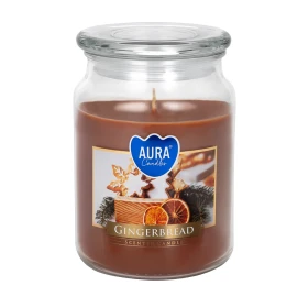 Duża świeca zapachowa Pierniczki w szkle z wieczkiem snd99-346 Aura – packshot na białym tle