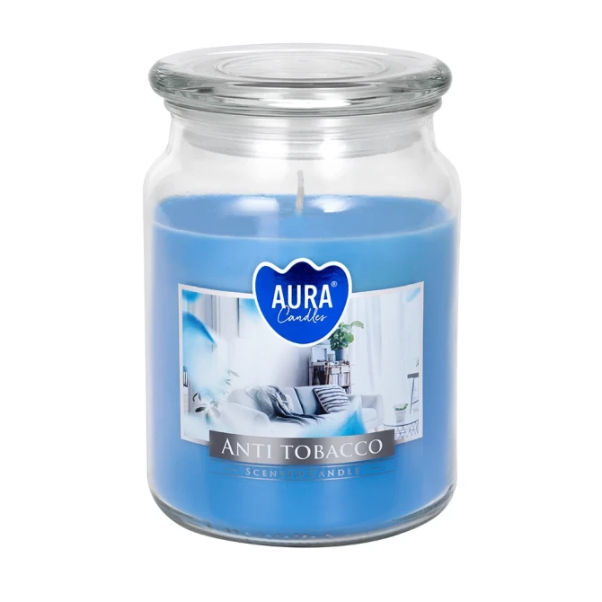 Duża świeca Antytabak w szkle z wieczkiem snd99-69 Aura