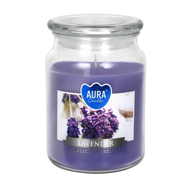 Duża świeca Lawenda w szkle z wieczkiem snd99-79 Aura