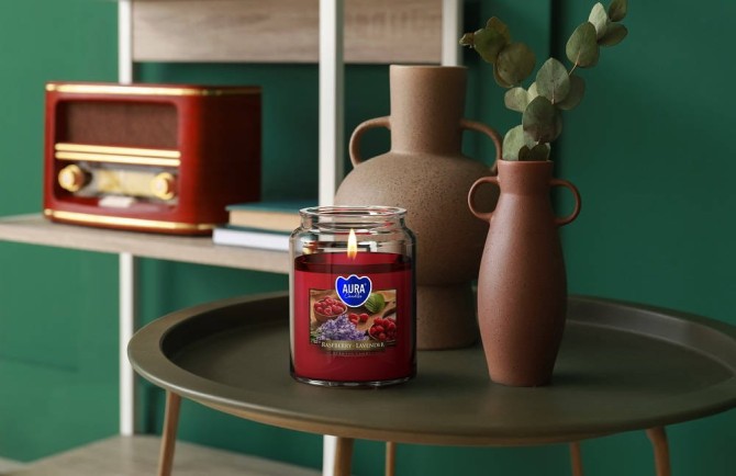 Duża świeca Róża w szkle z wieczkiem snd99-78 Aura