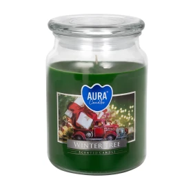Duża świeca Zimowe Drzewko w szkle z wieczkiem snd99-348 Aura o świeżym zimowym aromacie.