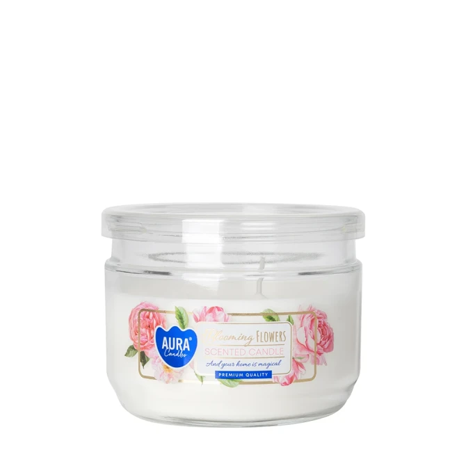 Świeca zapachowa w szkle z dwoma knotami Kwitnące Kwiaty snp106-449 Aura