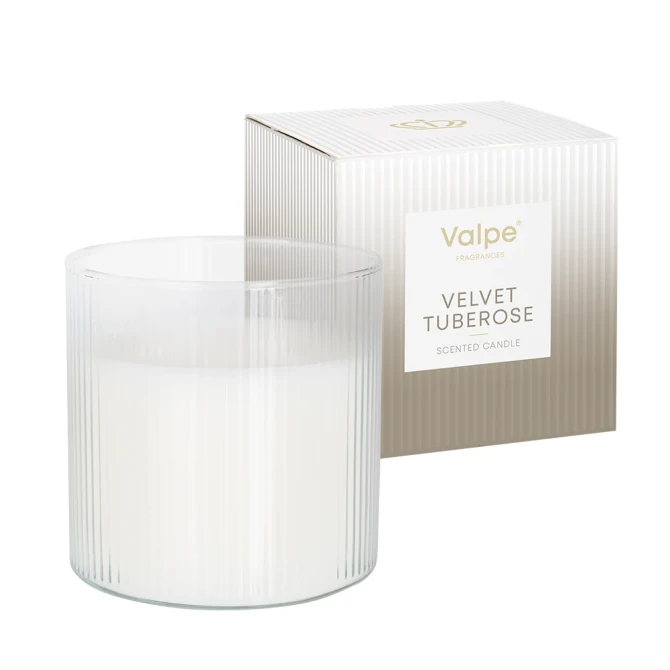 Świeca zapachowa w prążkowanym szkle Aksamitna Tuberoza VC-002-462 Valpe