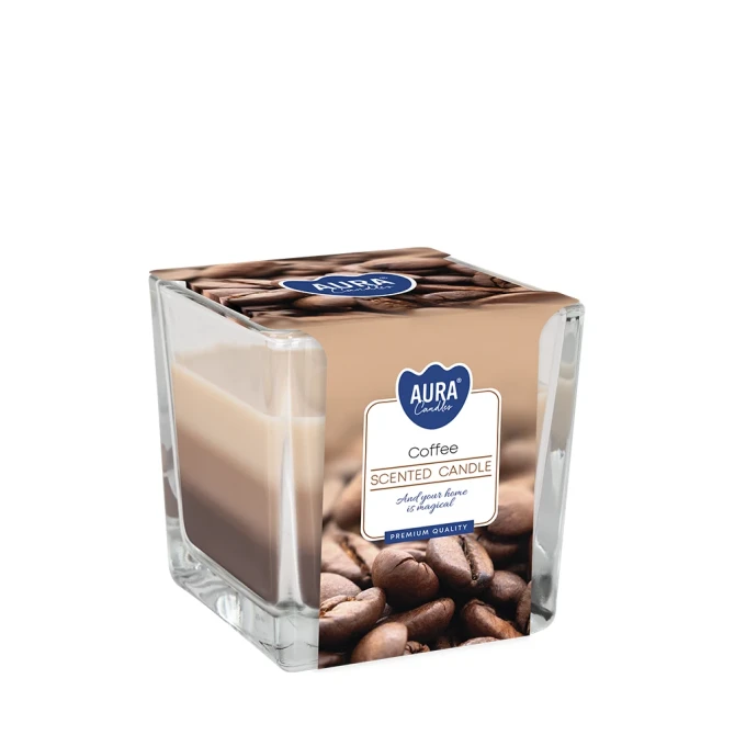 Świeca zapachowa trójkolorowa Kawa snk80-89 Aura o intensywnym kawowym aromacie.