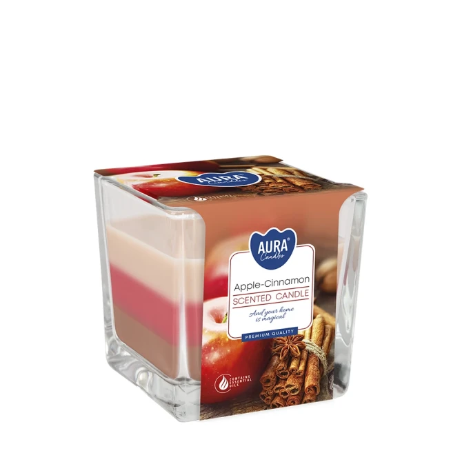 Świeca zapachowa trójkolorowa Jabłko - Cynamon snk80-87 Aura