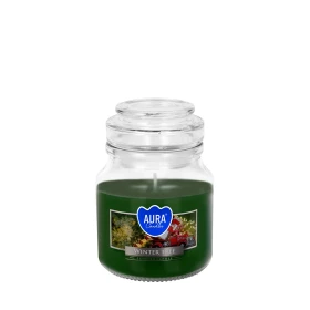Świeca w szkle z wieczkiem Zimowe drzewko snd71-348 Aura o świeżym leśnym aromacie.