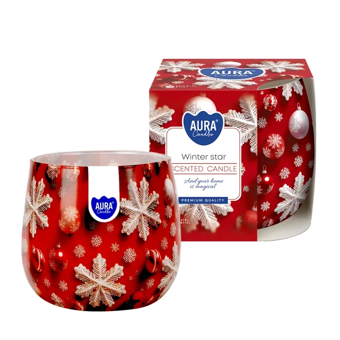 Świeca zapachowa Gwiazdka w szkle z wzorem sn71s-13  Aura