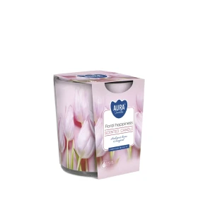 Świeca zapachowa Kwiatowa Radość w prostym szkle z wzorem sn72s-41 Aura