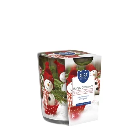 Świeca zapachowa Wesołe Święta w prostym szkle z wzorem sn72s-25 Aura