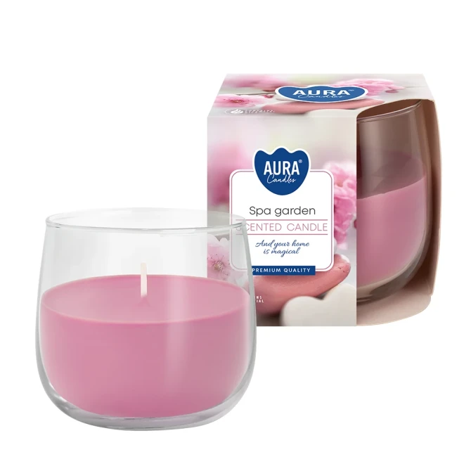 Świeca zapachowa w szkle Ogród SPA sn71-254 Aura o relaksującym kwiatowym aromacie.