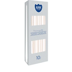 Świece stołowe stożkowe zestaw 10 szt. biały perłowy s30-190 Aura