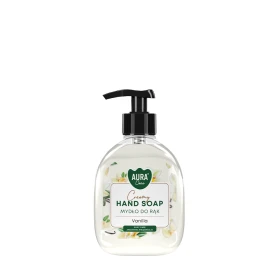 Mydło do rąk z dozownikiem 300 ml Wanilia AHS-001-003 Aura Care o przyjemnym waniliowym zapachu.