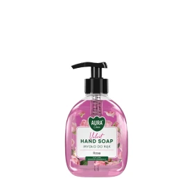 Mydło do rąk z dozownikiem 300 ml Róża AHS-001-001 Aura Care o subtelnym różanym zapachu.