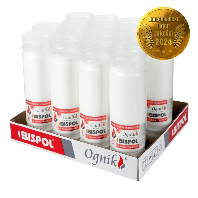 Taca Wkłady zalewane do zniczy 16 szt. Ognik WP7N 7 dniowy (tygodniowy) czas palenia, białe