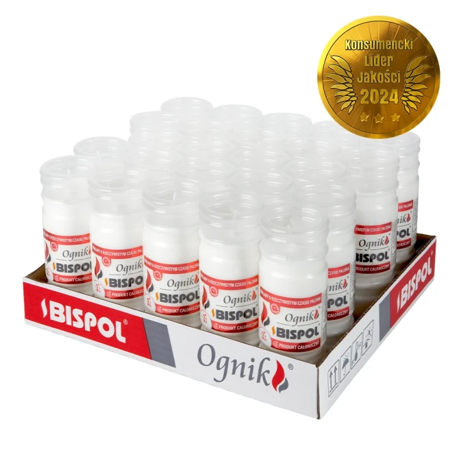 Taca Wkłady do zniczy zalewane 24 szt. Ognik WP3, czas palenia wkładu 3 dni, równomierne wypalanie