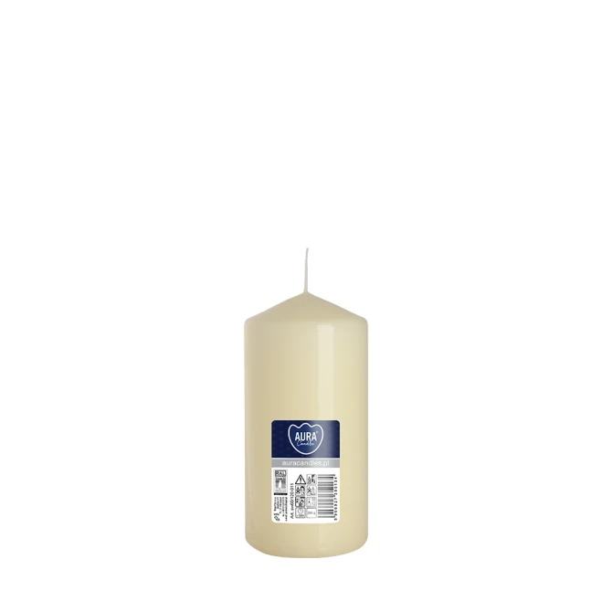 Świeca walec ecru sw60/120-011 w minimalistycznym ujęciu produktowym na jasnym tle.