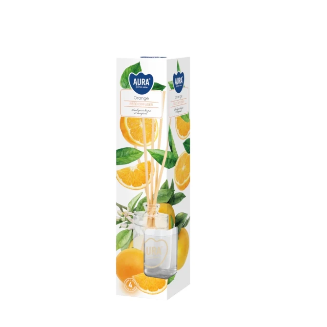Dyfuzor zapachowy Pomarańcza dz45-63 Aura Home Care w eleganckim opakowaniu.