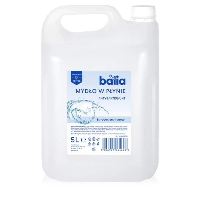 Mydło do rąk uzupełniające 5 L – Antybakteryjne Bezzapachowe BHW-005-000 Balia