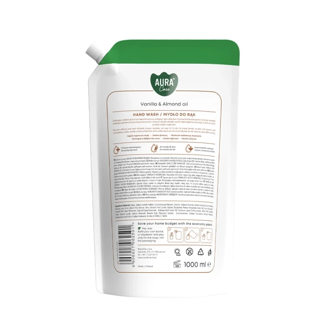 Mydło do rąk uzupełniające 1000 ml Wanilia i Olejek migdałowy AHW-002-003 Aura Care