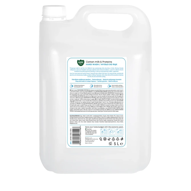 Mydło do rąk uzupełniające 5 L Mleczko bawełniane i Proteiny AHW-005-004 Aura Care