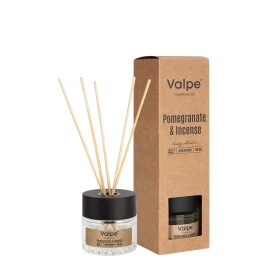 Dyfuzor zapachowy Valpe 50 ml Granat – kadzidło VD-008-522 w szklanym flakonie z patyczkami, zestaw z opakowaniem.