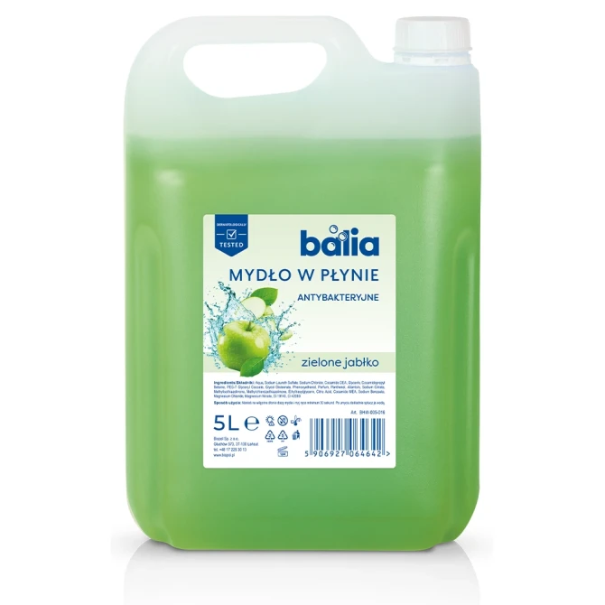Mydło do rąk uzupełniające 5 L Antybakteryjne Zielone jabłko BHW-005-016 Balia