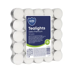 Podgrzewacze tealight 4h 50 sztuk Aura pf10-50s w stosie