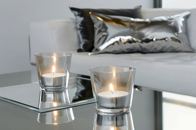Podgrzewacz tealight 4h Aura pf10-50s w świeczniku na blacie