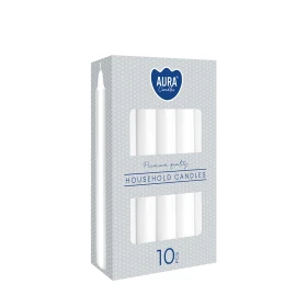 Świece stołowe proste zestaw 10 szt. białe s1-090 Aura packshot na białym tle