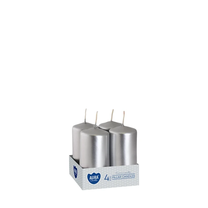 Świece wotywne srebrny metalik sw40/80-271 Aura packshot na białym tle