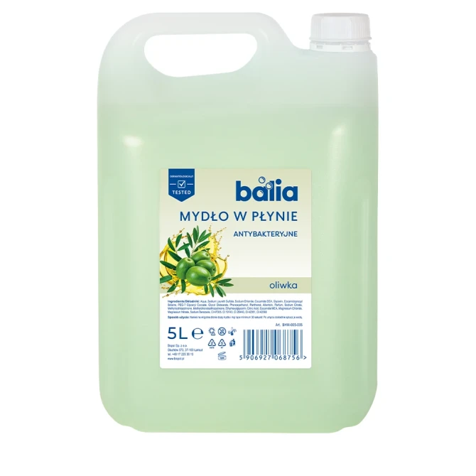 Mydło do rąk uzupełniające 5 L Antybakteryjne Oliwka BHW-005-005 Balia