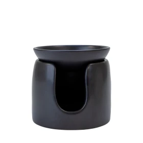 Czarny ceramiczny kominek do wosków zapachowych AWB-002-002 Aura na białym tle.