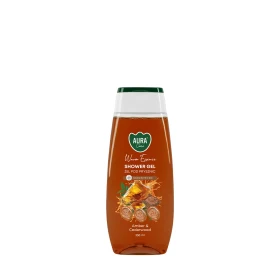 Nawilżający żel pod prysznic Bursztyn i drzewo cedrowe 350 ml Aura Care Warm Essence – męski żeński zapach, wegański