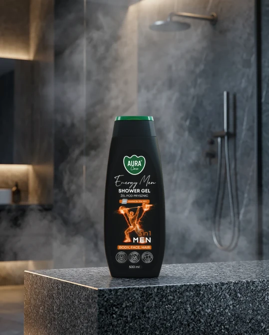 Kremowy żel pod prysznic MEN 3w1 500 ml Aura Care – aranżacja