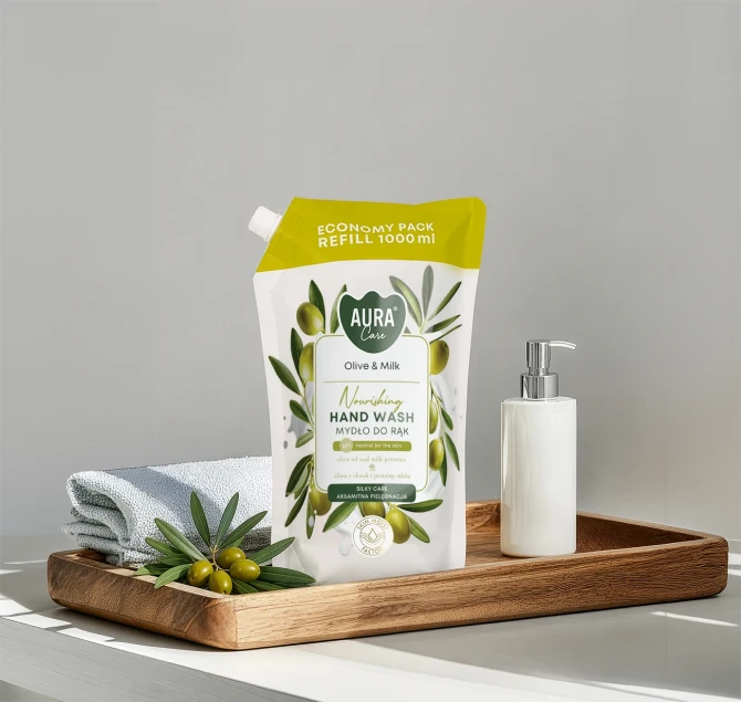 Mydło do rąk uzupełniające 1000 ml Oliwka i Mleko AHW-002-005 Aura Care