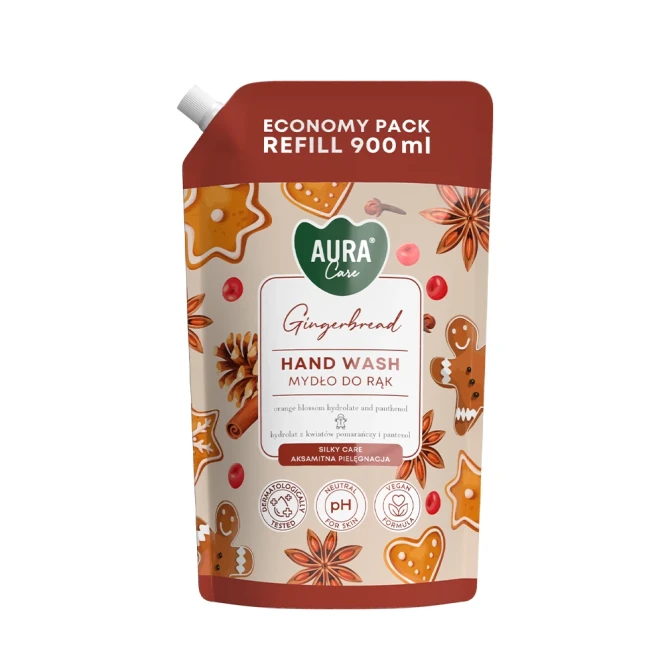Mydło do rąk uzupełniające Aura Care Pierniczki 900 ml AHW-013-023