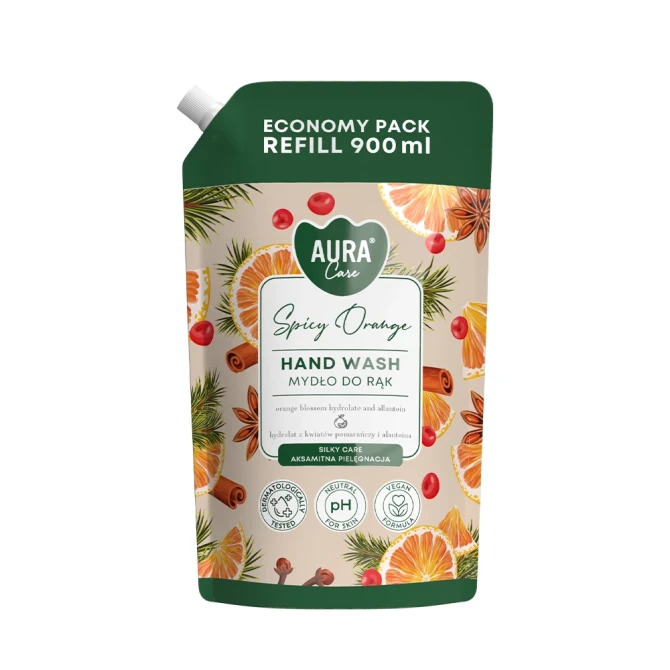 Mydło do rąk uzupełniające Aura Care Korzenna Pomarańcza 900 ml AHW-013-024