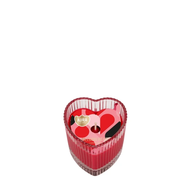 Świeca zapachowa Passion Heart Aura AC-004-530 w szkle w kształcie serca