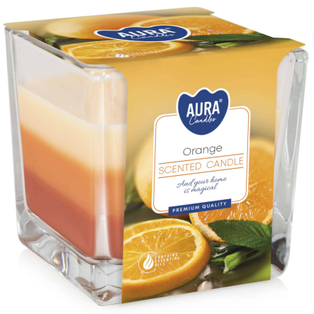 Świeca zapachowa trójkolorowa Pomarańcza snk80-63 Aura