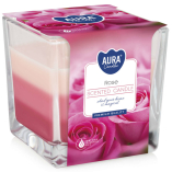 Świeca zapachowa trójkolorowa Róża snk80-78 Aura