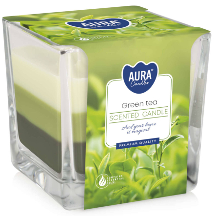 Świeca zapachowa trójkolorowa Zielona Herbata snk80-83 Aura