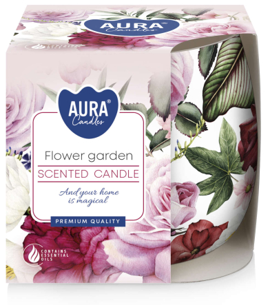 Świeca zapachowa Kwiatowy Ogród w szkle z wzorem sn71s-58 Aura