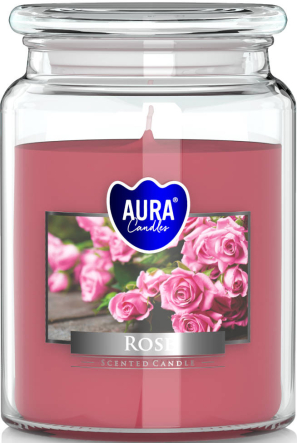 Duża świeca Róża w szkle z wieczkiem snd99-78 Aura