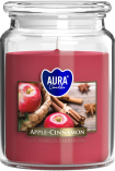 Duża świeca Jabłko - Cynamon w szkle z wieczkiem snd99-87 Aura