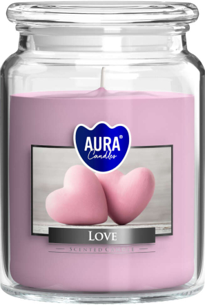 Duża świeca Love w szkle z wieczkiem snd99-105 Aura